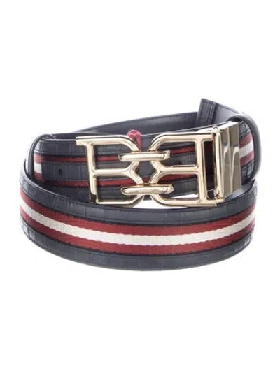 Pre-owned Bally Leather Grosgrain Trim Waist Belt In Black