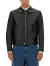 Bally Lambskin Blazer With Cuff Zips And Spread Collar In Black