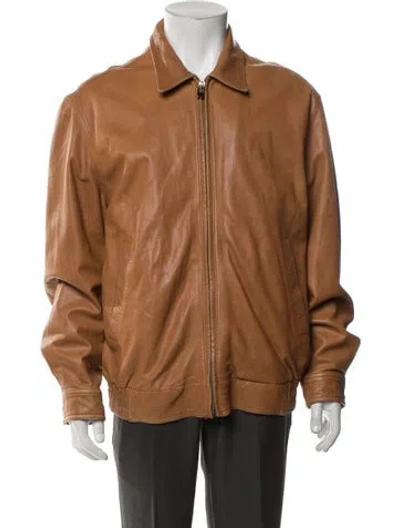 Pre-owned Bally Leather Jacket In Blue/brown