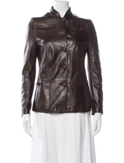 Pre-owned Bally Leather Jacket In Brown