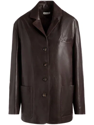 Bally Leather Jacket In Brown