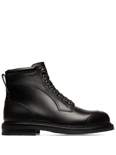 Bally Leather Lace-up Boots In Black