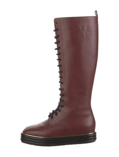 Pre-owned Bally Leather Lace-up Boots In Burgundy