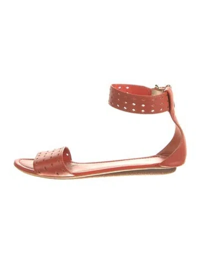 Pre-owned Bally Leather Lasercut Accents Sandals In Orange