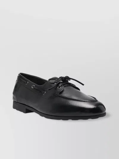 Bally Leather Loafer Almond Toe Detailing In Metallic