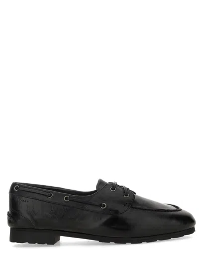 Bally Smooth Leather Loafers With Decorative Lacing In Black