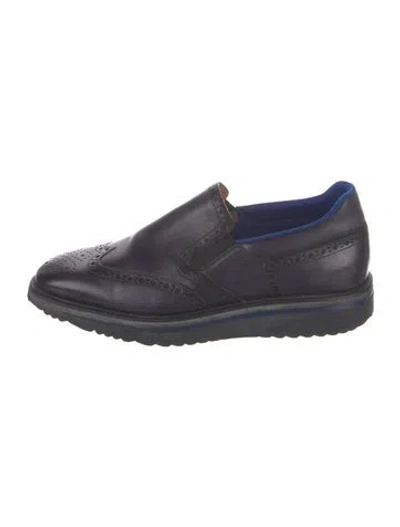 Pre-owned Bally Leather Loafers In Black/blue