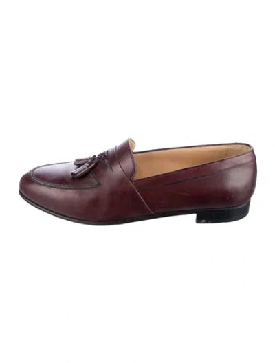 Pre-owned Bally Leather Loafers In Burgundy