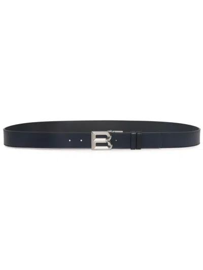 Bally Leather Logo-buckle Belt In Blue