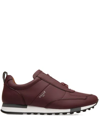 Bally Leather Logo Sneakers In Burgundy