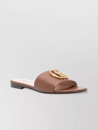 Bally Leather Low Heel Open Toe Sandals In Brown