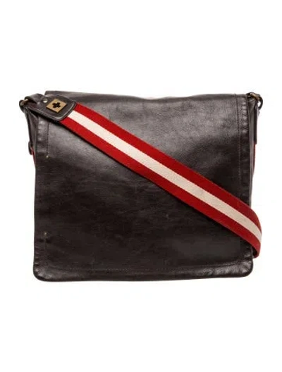 Pre-owned Bally Leather Messenger Bag In Black