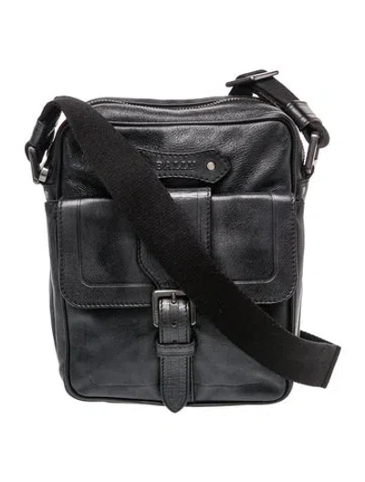 Pre-owned Bally Leather Messenger Bag In Black