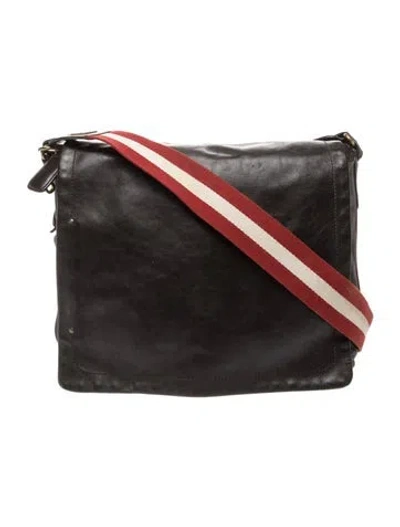 Pre-owned Bally Leather Messenger Bag In Black