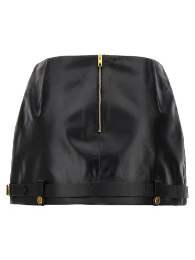 Bally Leather Mini Skirt In Black