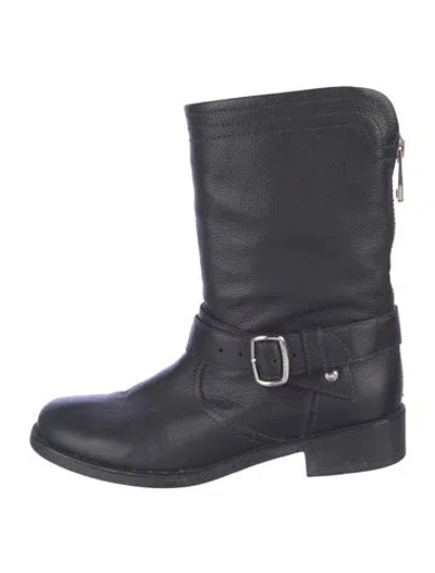 Pre-owned Bally Leather Moto Boots In Black
