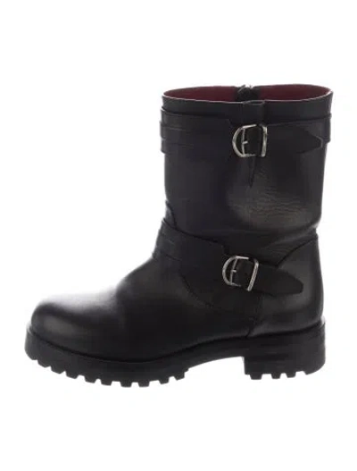 Pre-owned Bally Leather Moto Boots In Black/blue