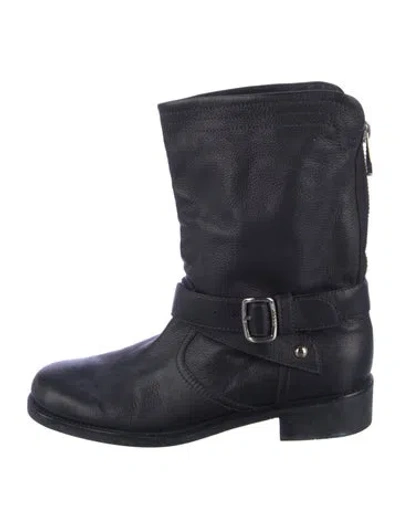 Pre-owned Bally Leather Moto Boots In Blue