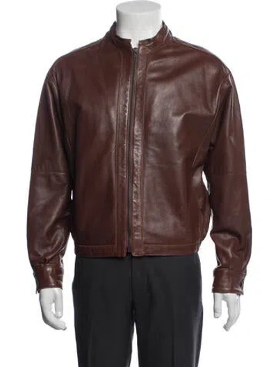 Pre-owned Bally Leather Moto Jacket In Brown
