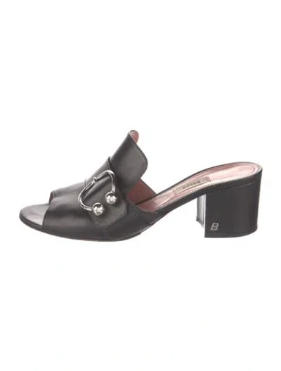 Pre-owned Bally Leather Mules In Black/gold