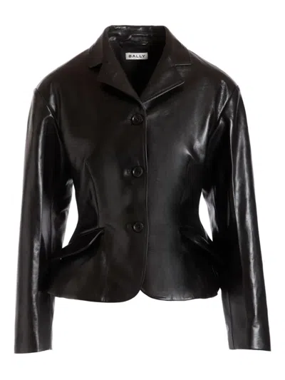 Bally Leather Notched-lapel Blazer In Black