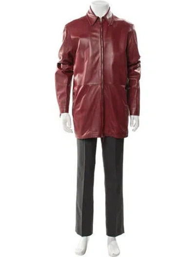 Pre-owned Bally Leather Overcoat In Red