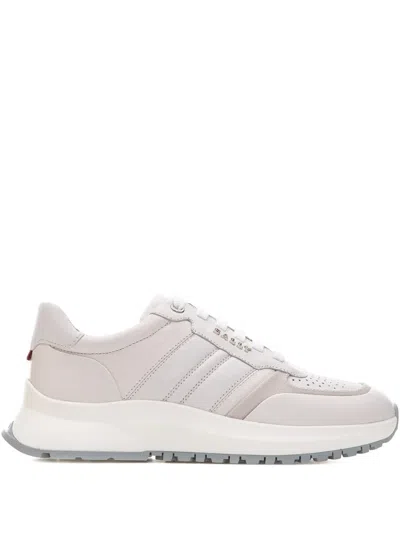 Bally Leather Panelled Sneakers In White