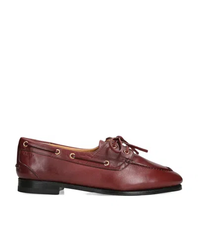 Bally Leather Pathy Boat Shoes In Burgundy