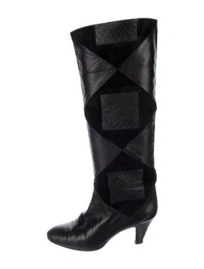 Pre-owned Bally Leather Patterned Boots In Black