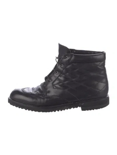 Pre-owned Bally Leather Patterned Combat Boots In Black