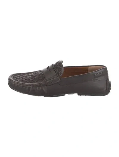 Pre-owned Bally Leather Patterned Drivers In Black