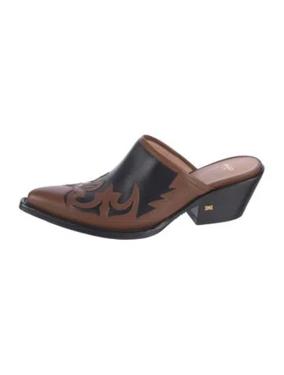 Pre-owned Bally Leather Patterned Mules In Brown
