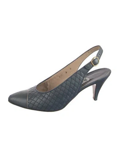 Pre-owned Bally Leather Patterned Slingback Pumps In Blue