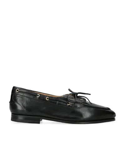 Bally Leather Plume Boat Shoes In Black