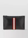 Bally Leather Pouch Rectangular Stripe Detail