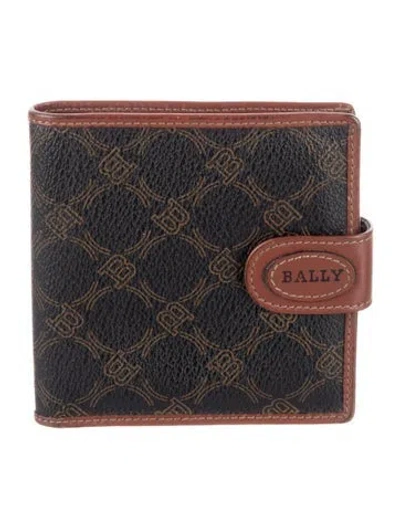 Pre-owned Bally Leather Printed Bifold Wallet In Brown
