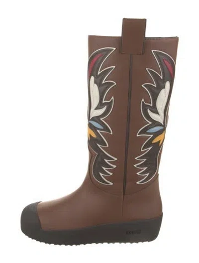 Pre-owned Bally Leather Printed Boots W/ Tags In Brown