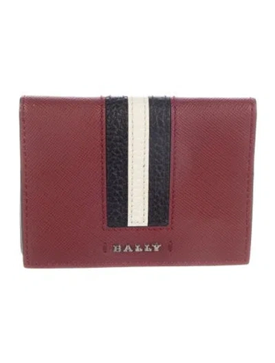Pre-owned Bally Leather Printed Compact Wallet In Red