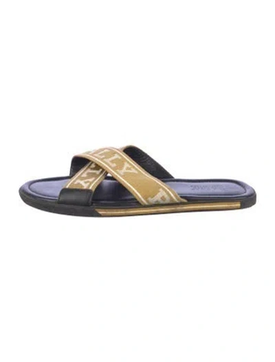 Pre-owned Bally Leather Printed Slides In Green