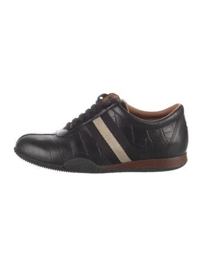 Pre-owned Bally Leather Printed Sneakers In Black