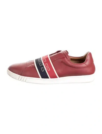 Pre-owned Bally Leather Printed Sneakers In Burgundy