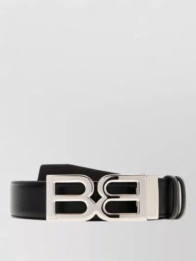 Bally Leather Reversible Belt Logo Metal Buckle In Black