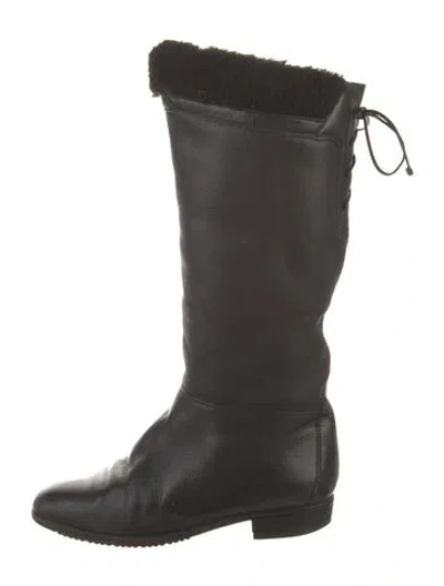Pre-owned Bally Leather Riding Boots In Black