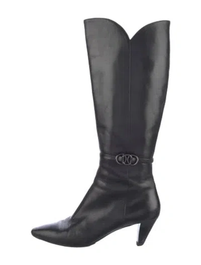 Pre-owned Bally Leather Riding Boots In Black