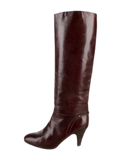 Pre-owned Bally Leather Riding Boots In Burgundy