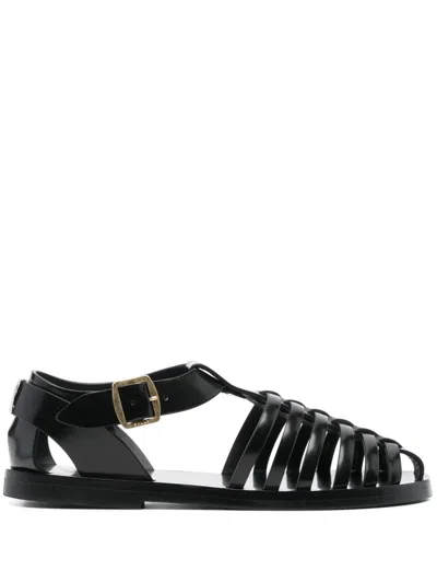 Bally Steva Fisherman Glossed-leather Sandals In Black