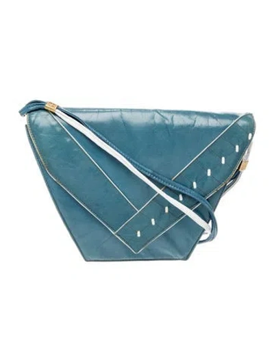 Pre-owned Bally Leather Shoulder Bag Vintage In Blue