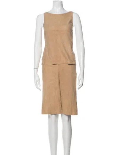 Pre-owned Bally Leather Skirt Set In Brown