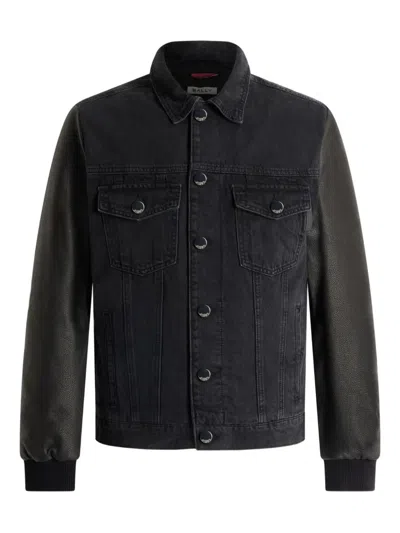 Bally Leather-sleeve Jacket In Gray
