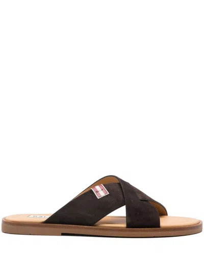 Bally Leather Slides In Brown